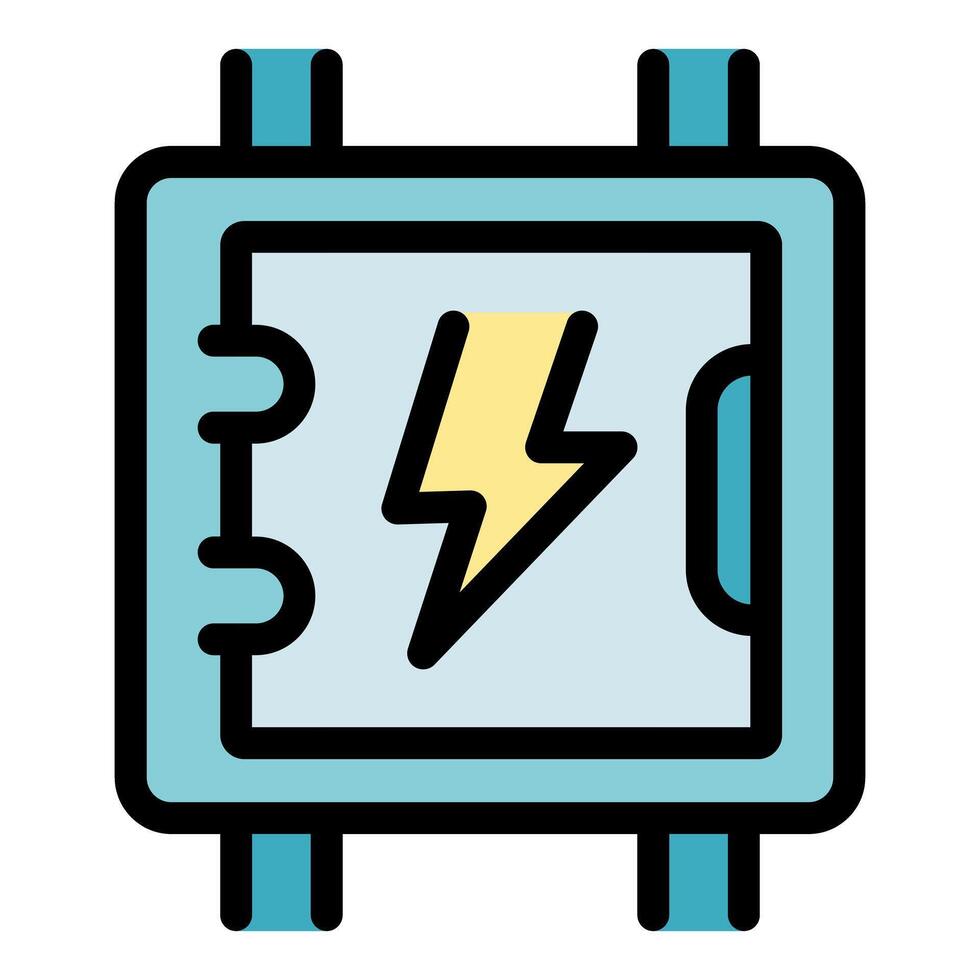 Electrical control panel displaying lightning bolt symbol, ensuring safety and power management vector