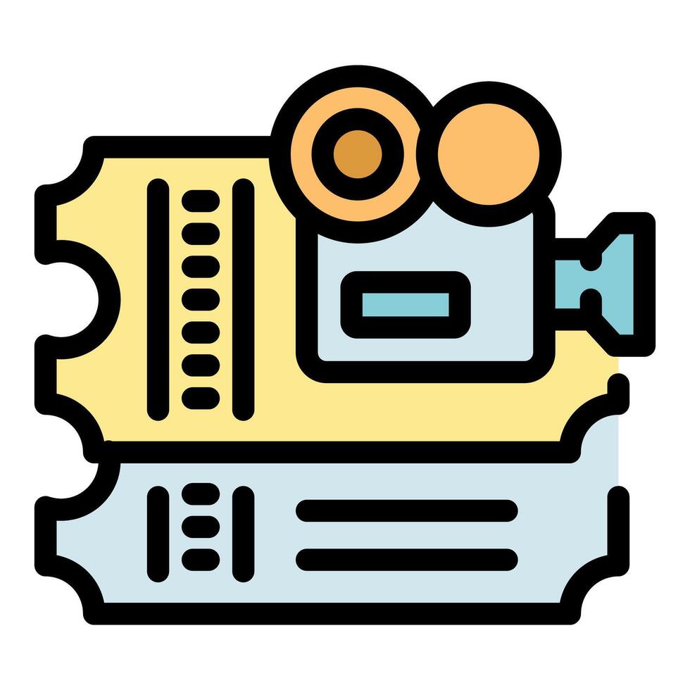 Cinema tickets and camera representing movie industry vector
