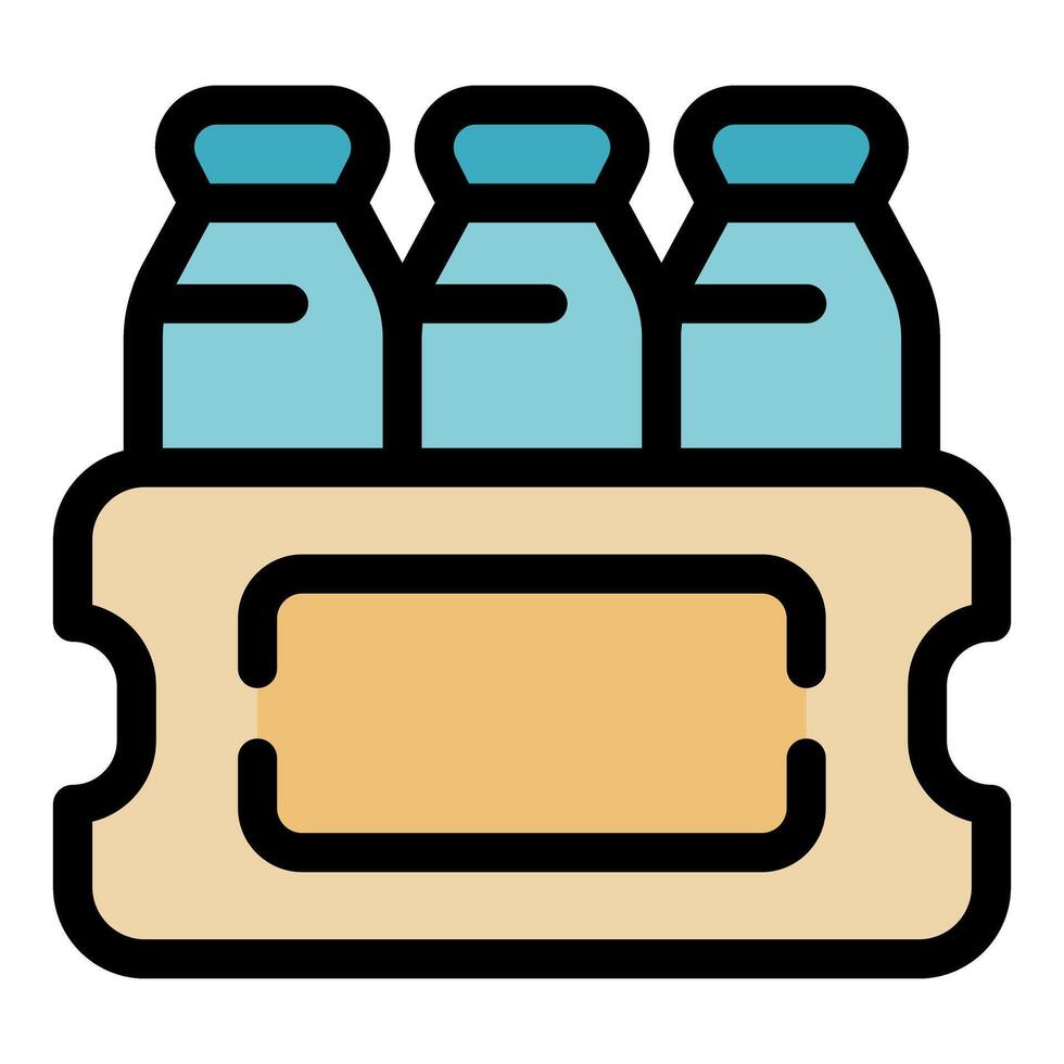 Cardboard box holding three glass bottles with blank label vector