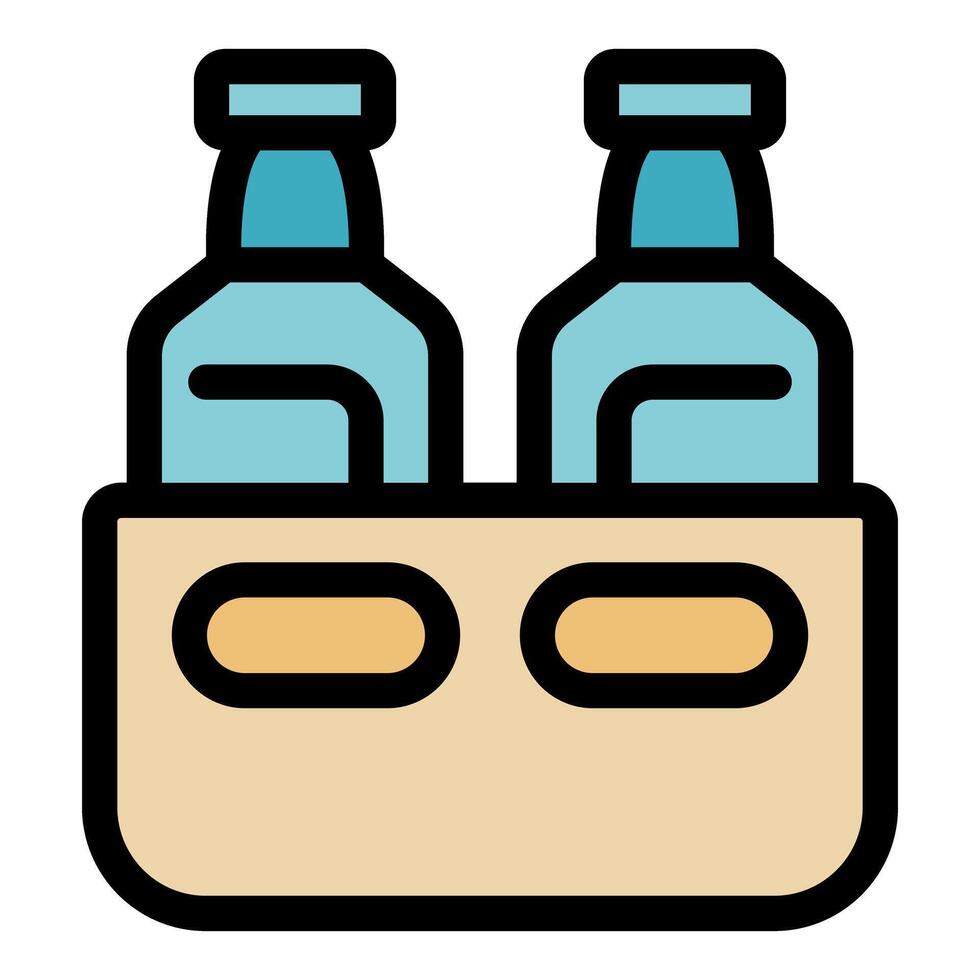 Two bottles inside cardboard box packaging for delivery vector