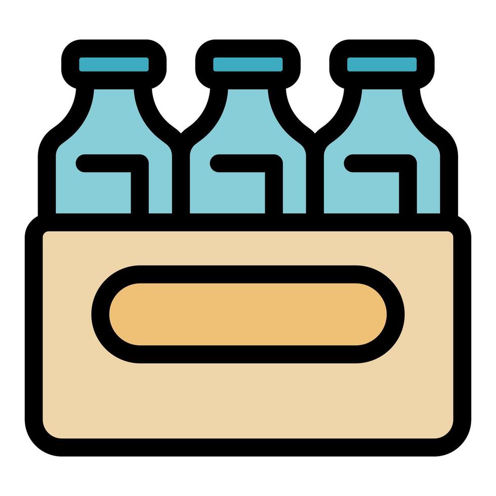 Cardboard box holding three glass bottles for delivery or storage vector