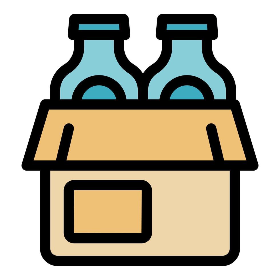 Cardboard box containing two glass bottles for delivery or storage vector