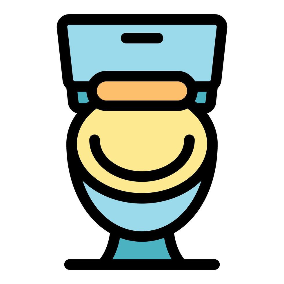 Toilet bowl with closed lid and smiling face icon representing restroom, comfort, and hygiene vector