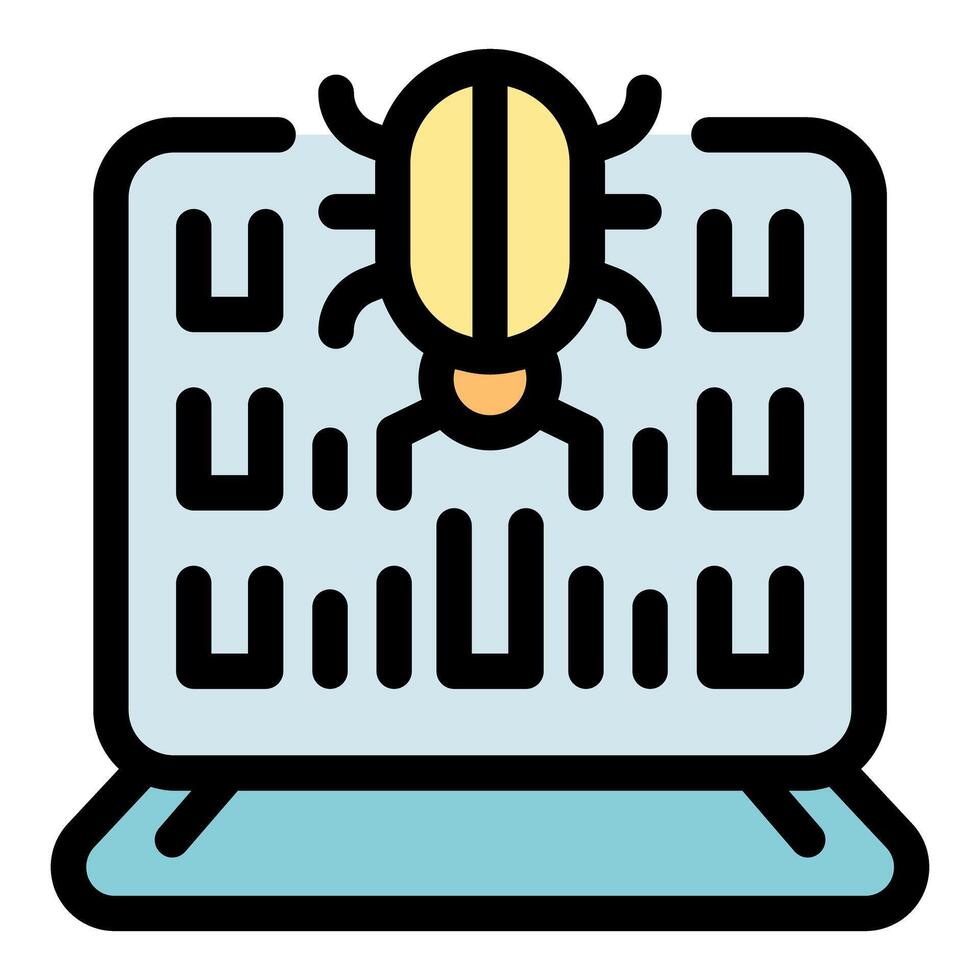 Malware infecting laptop screen displaying binary code vector