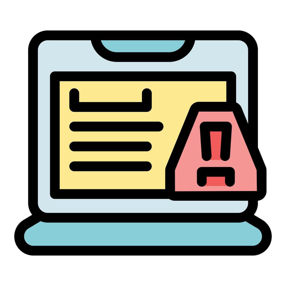 Laptop showing warning message for system failure notification vector