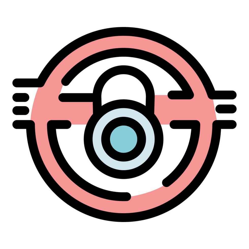 Secure network is protecting data with closed padlock inside circle vector