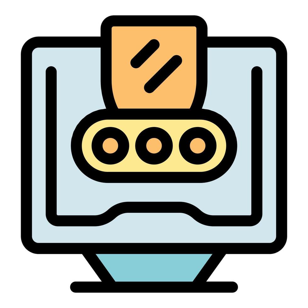 3d printer printing object on computer screen, manufacturing process visualized vector