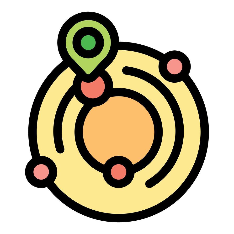 Solar system location pin pointing planet position vector
