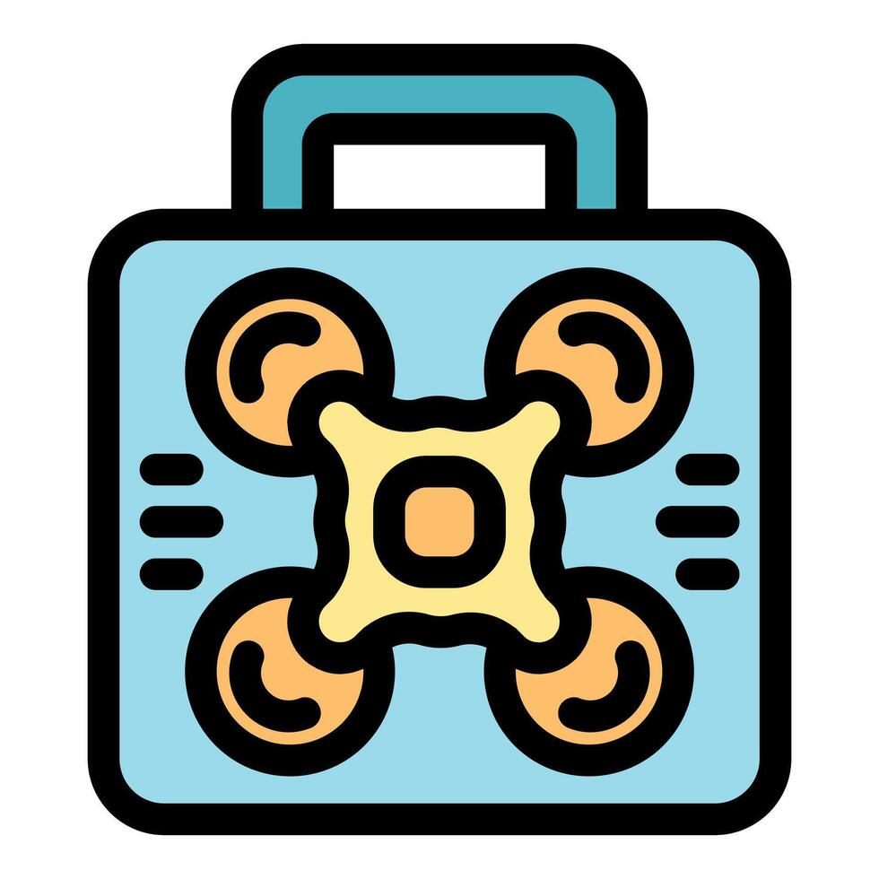 Drone carrying case protecting quadcopter during transport vector