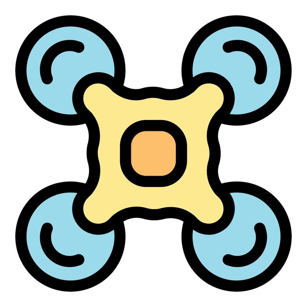 Yellow drone hovering, captured in a stylized illustration vector