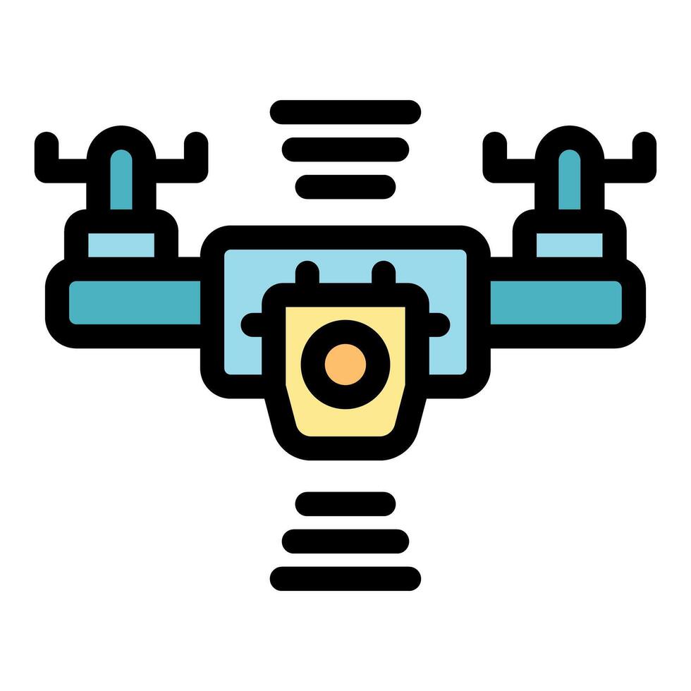 Drone flying and recording with camera and antennas vector