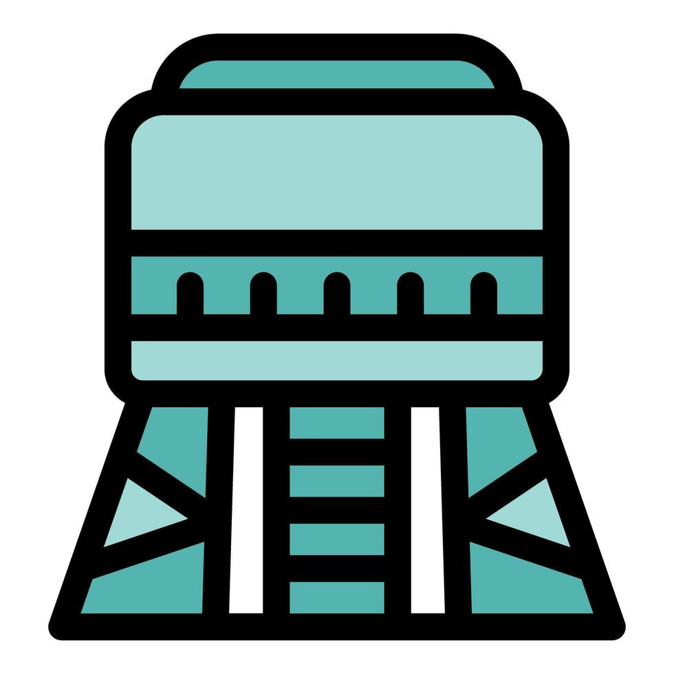 Space elevator transporting cargo to orbiting space station vector