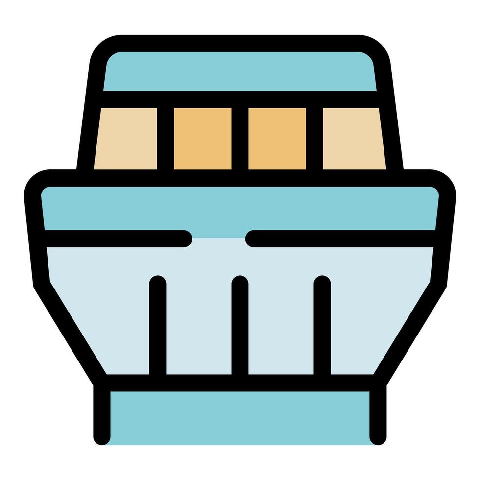 Passenger ferry boat sailing on waterway front view vector