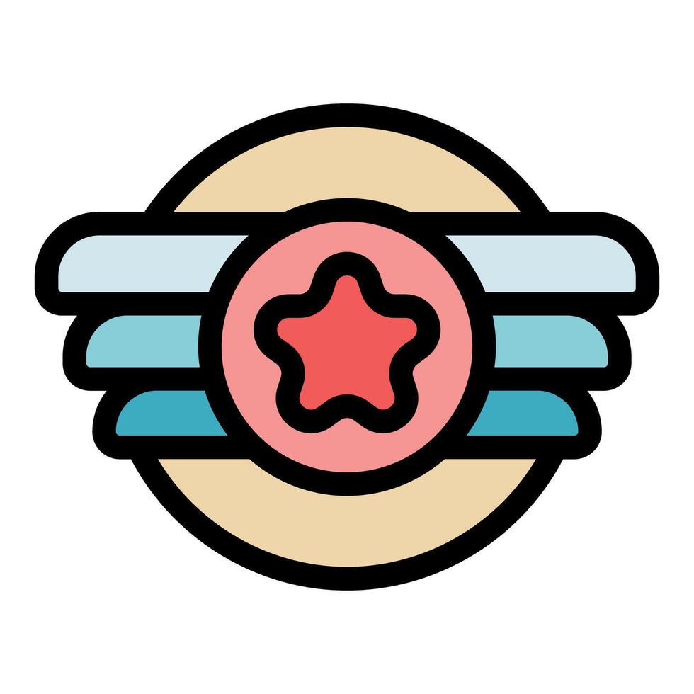 Round military style emblem with wings and star representing excellence vector