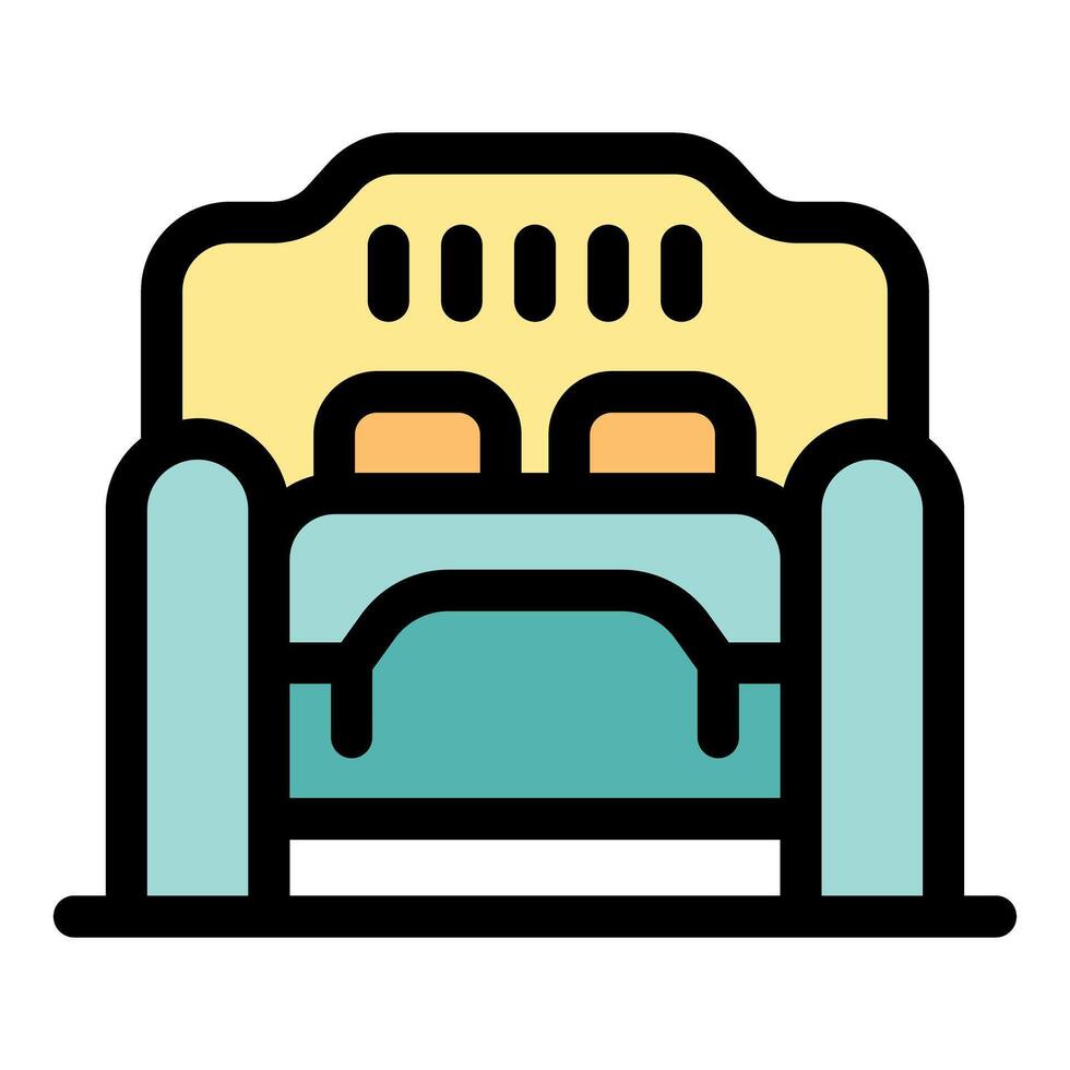 Comfortable double bed with pillows and blanket inviting relaxing sleep vector