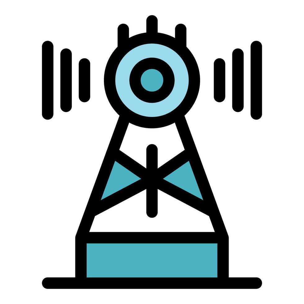 Radio tower transmitting signals, wireless communication infrastructure vector