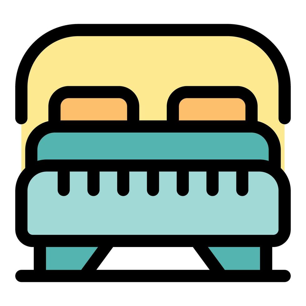 Comfortable double bed with pillows and blanket inviting relaxing sleep vector