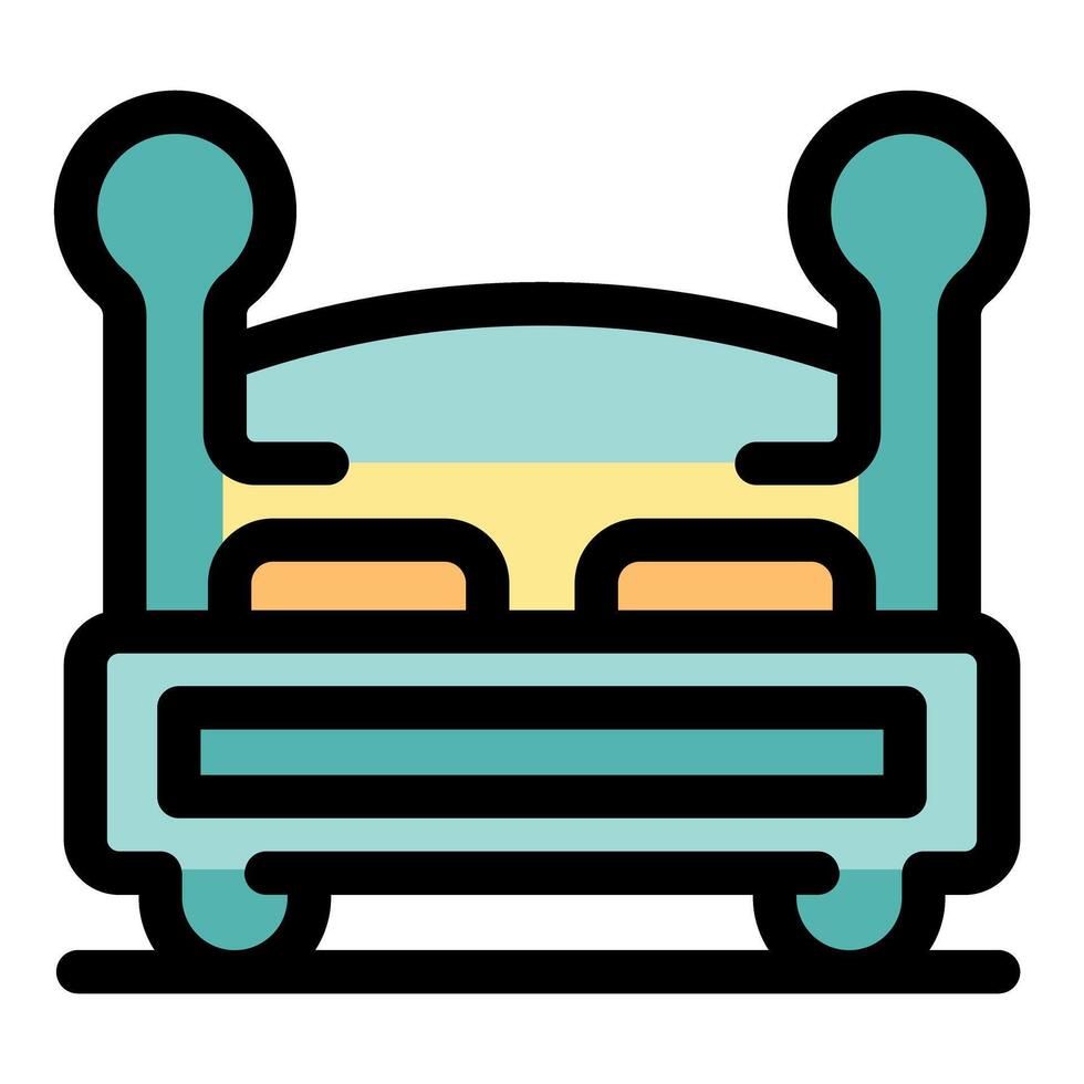 Comfortable double bed with pillows and headboard invites restful sleep vector