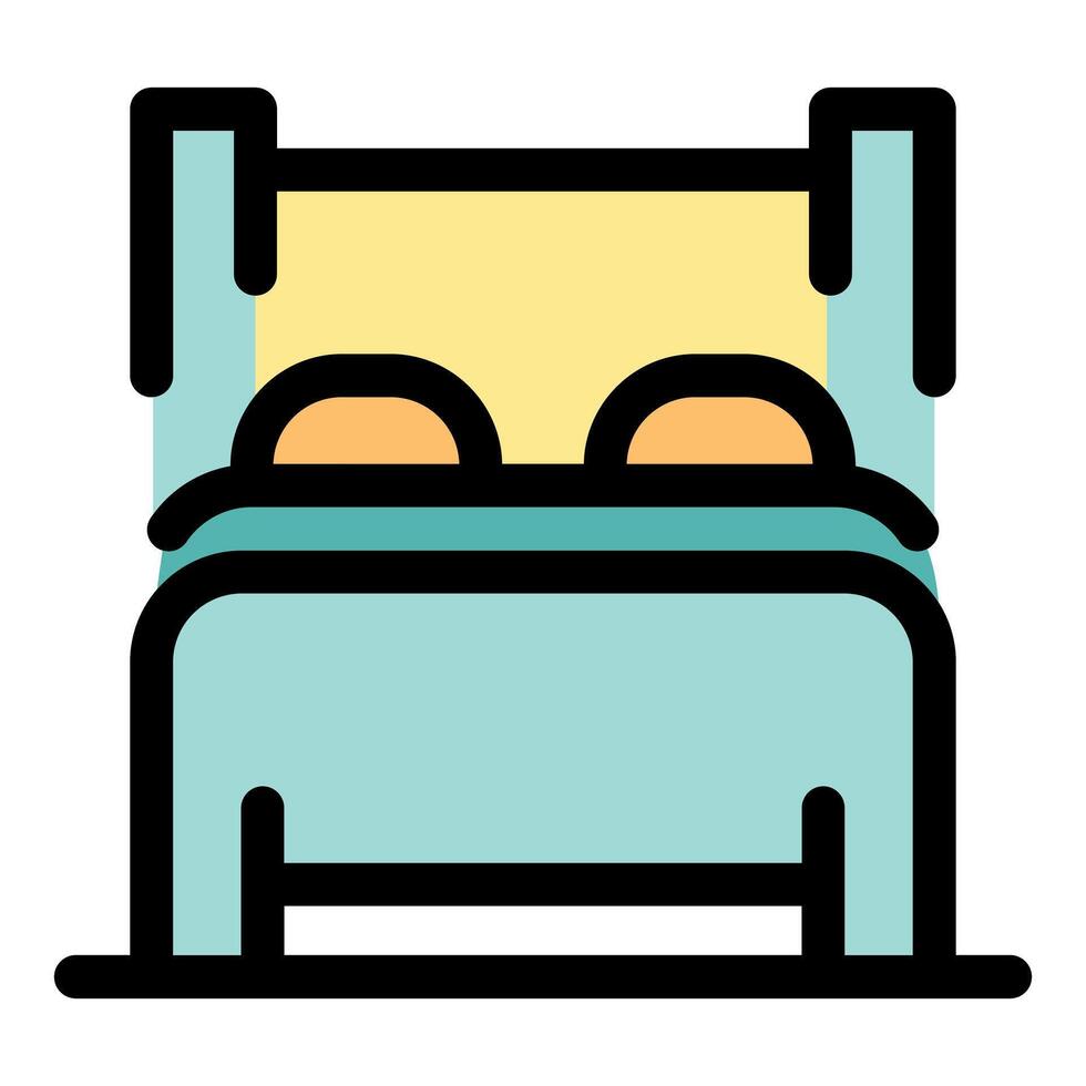 Comfortable double bed with two pillows and blanket inviting relaxing sleep vector