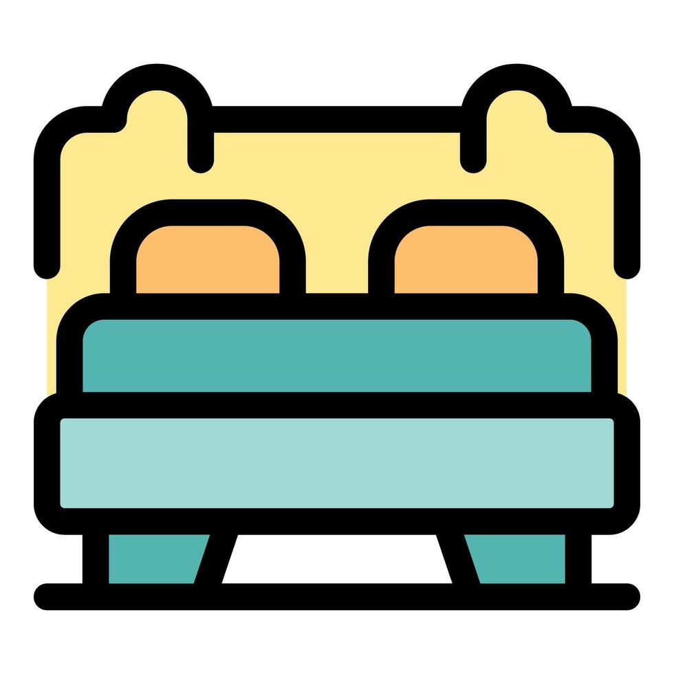Comfortable double bed with pillows and headboard representing rest and relaxation vector