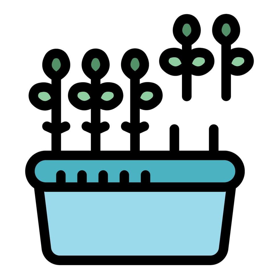 Gardener replanting seedlings in potting soil for home gardening vector