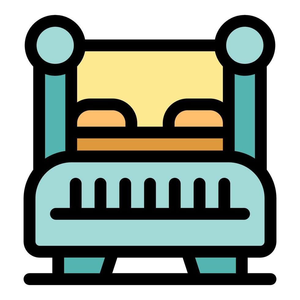 Comfortable double bed with pillows and blanket inviting relaxing sleep vector
