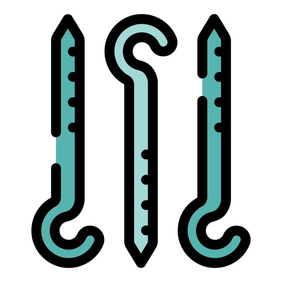 Tent pegs and stakes for camping and outdoor adventures vector
