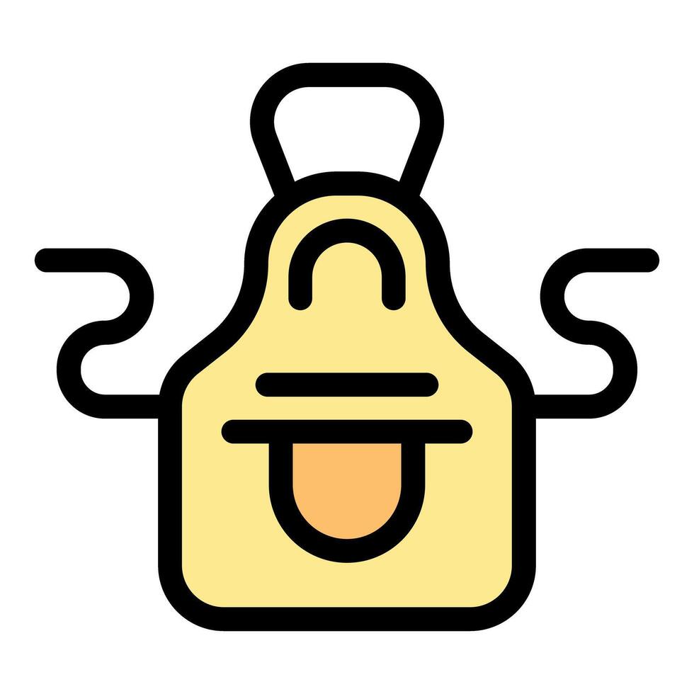 Yellow kitchen apron with big pocket and long strings hanging ready for use vector