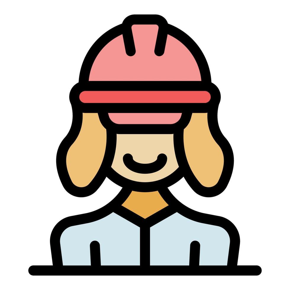Smiling female construction worker wearing pink hard hat and work uniform vector