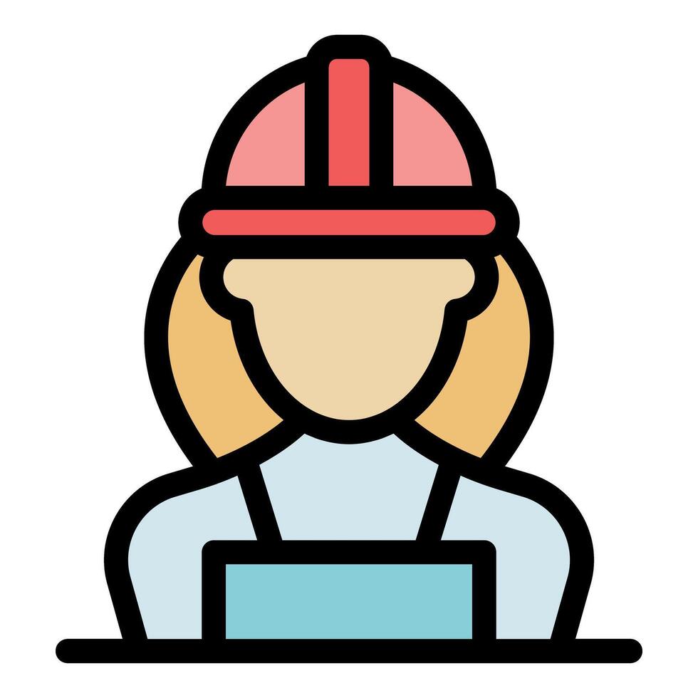 Female construction worker wearing protective helmet and apron vector