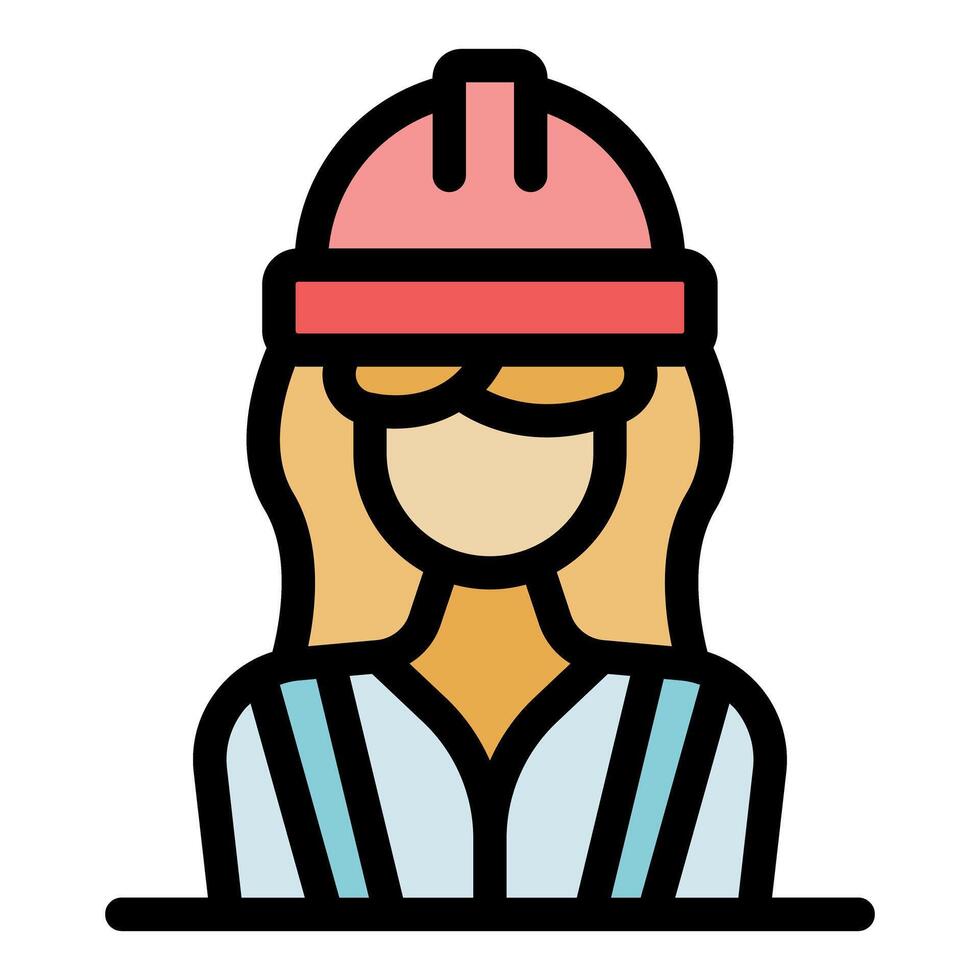 Female construction worker wearing protective helmet and uniform vector
