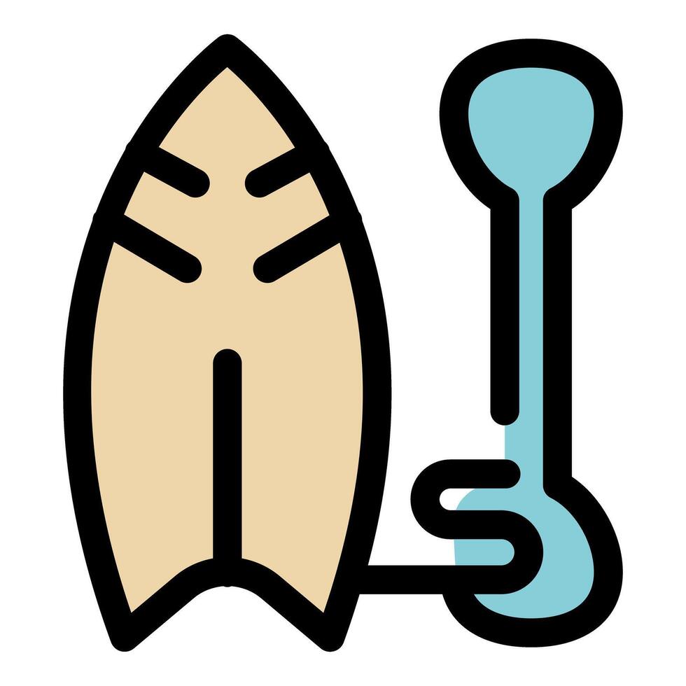 Surfboard and paddle for stand up paddling or surfing vector