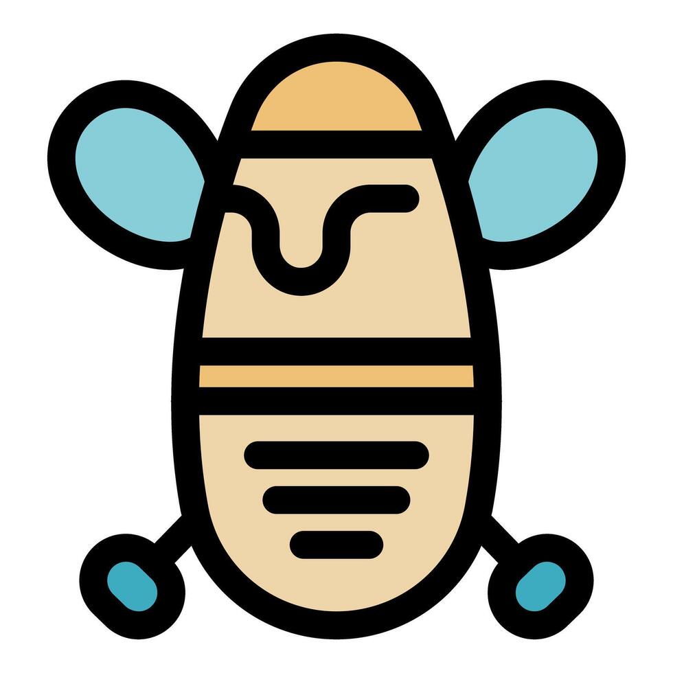 Flying bee insect pollinating crops in agriculture field icon vector