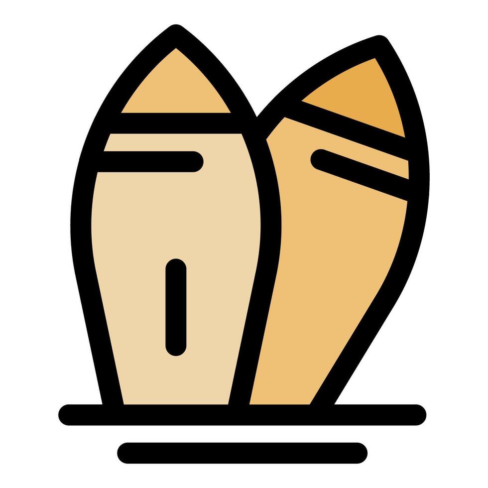 Two surfboards lying on the beach, ready for surfing vector