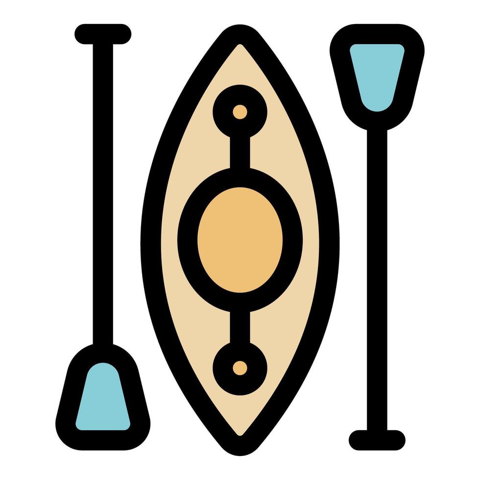 Kayak and paddles ready for water adventure vector
