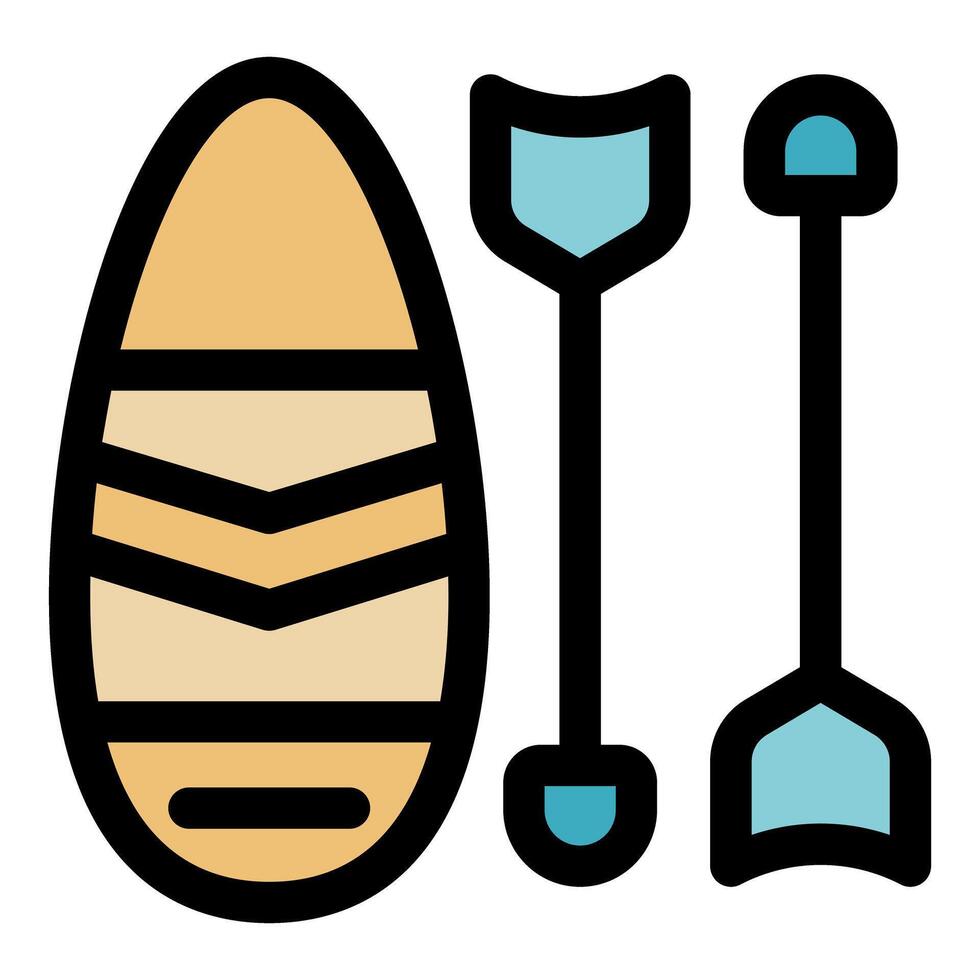 Sup board with paddle and oar symbolizing water sports and surfing vector