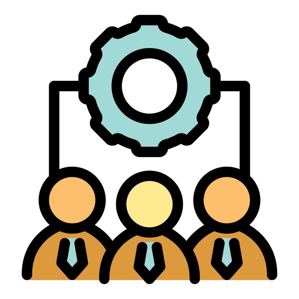 Teamwork and collaboration leading to successful project management with gear symbol vector