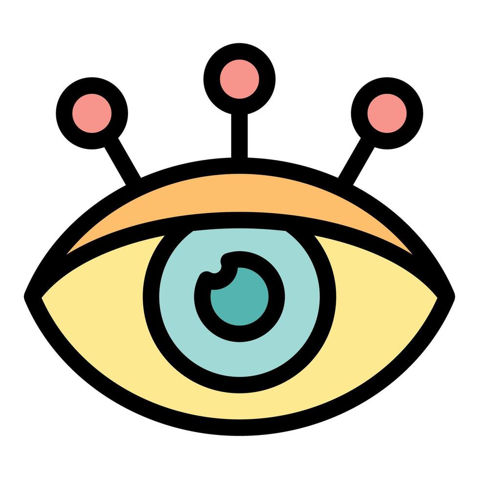 Eye receiving information through three antennae, futuristic concept vector
