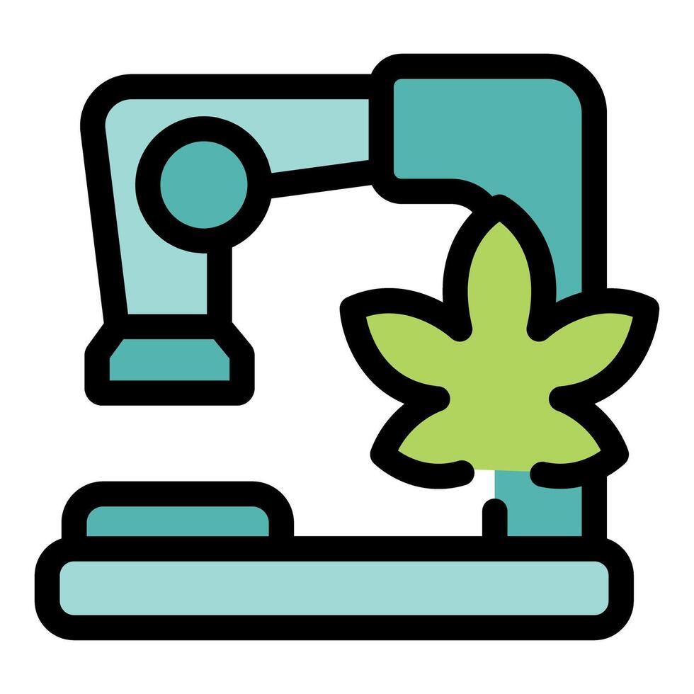 Robotic arm taking care of cannabis plant in modern agriculture vector