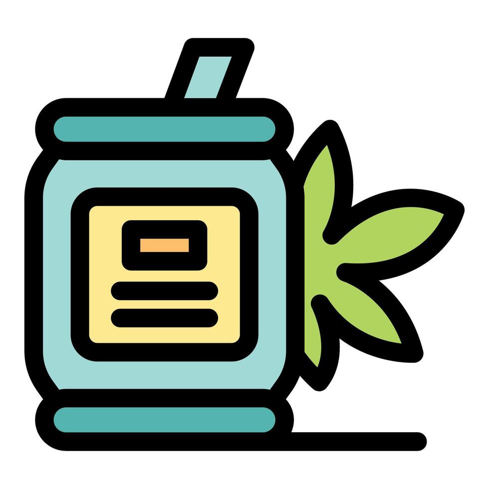 Cannabis soda can with marijuana leaf representing cbd infused beverage vector