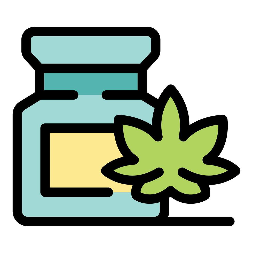 Medical cannabis extract in a jar with a green leaf representing natural healing vector