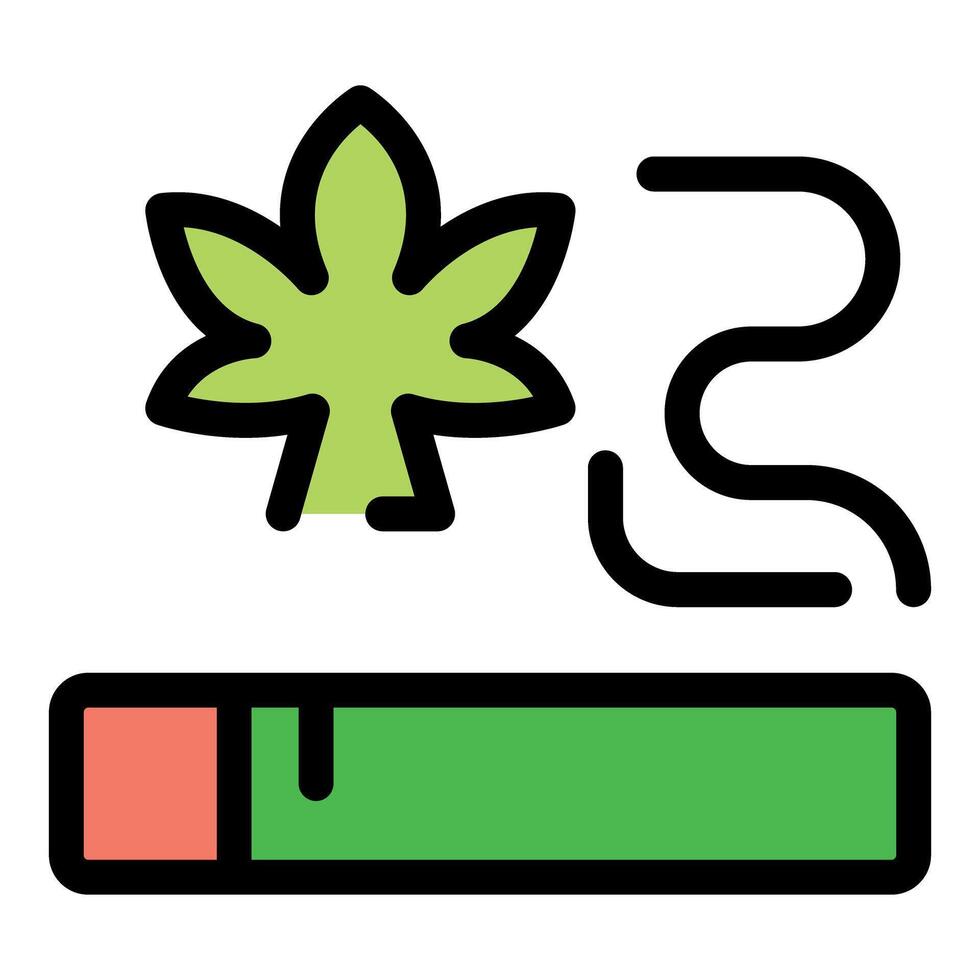 Smoking cannabis cigarette with smoke and marijuana leaf vector