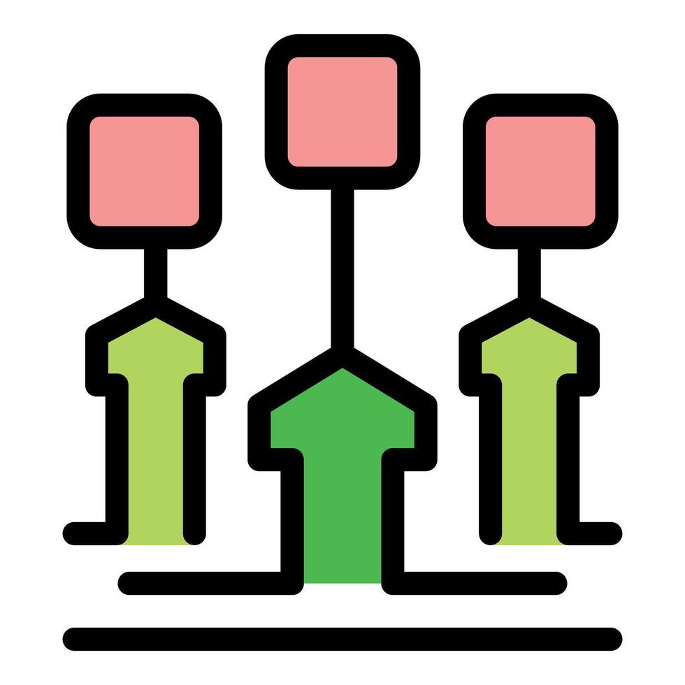 Workflow automation system increasing efficiency with upward arrows and squares vector