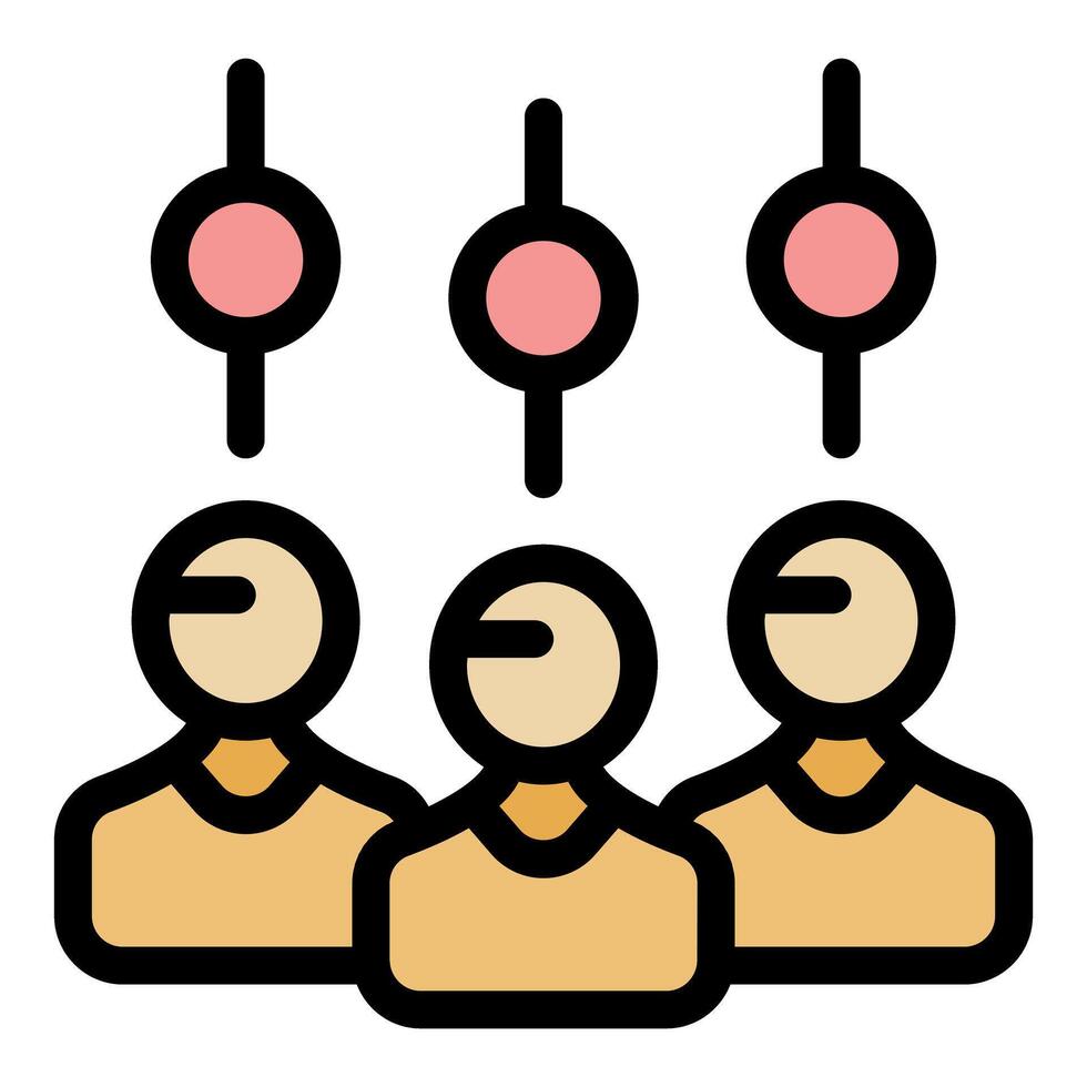 Team management icon representing leading employees and managing staff vector
