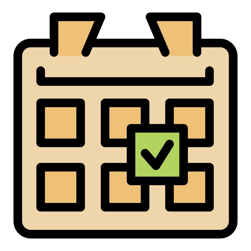 Calendar page showing scheduled event with check mark icon vector