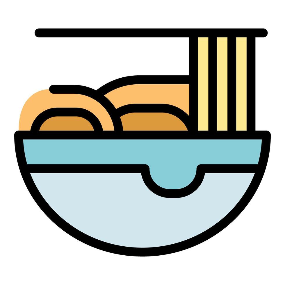 Bowl of ramen noodles being lifted with chopsticks vector