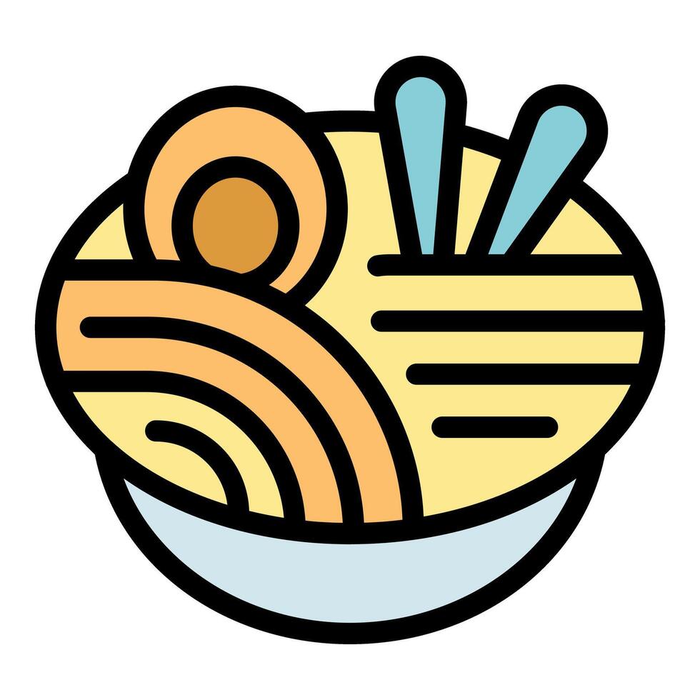 Bowl of ramen noodles with chopsticks and egg, asian cuisine vector