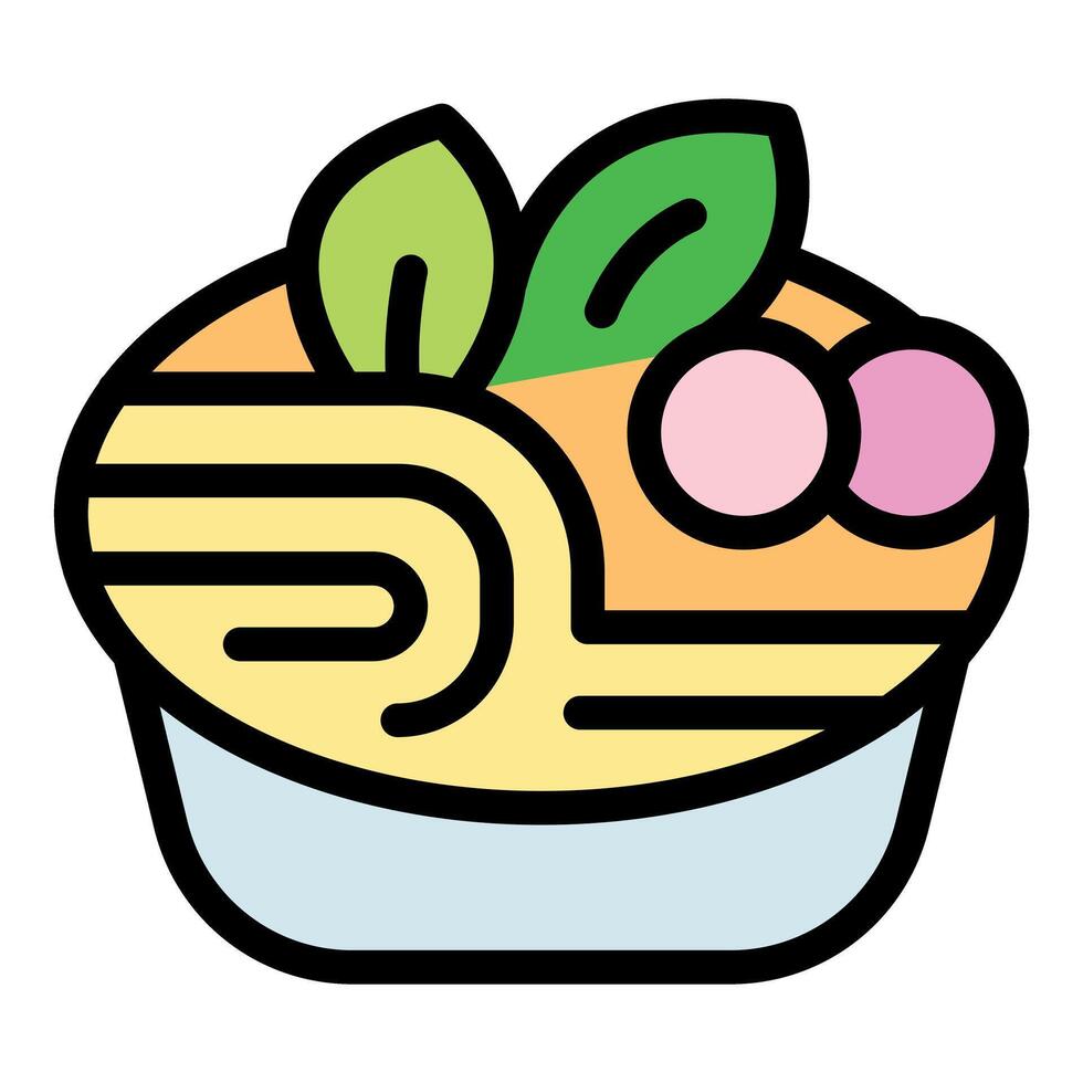 Bowl of ramen noodles with fish cake and green onions vector