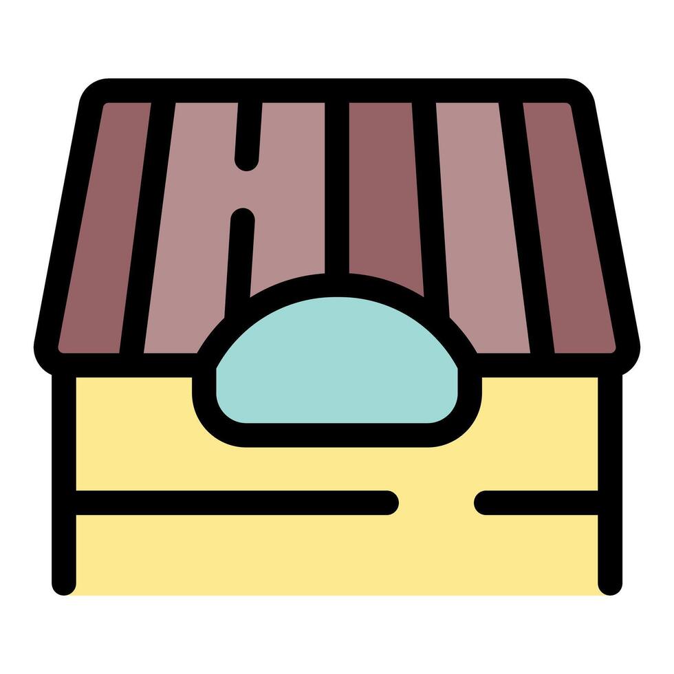 Wooden doghouse with striped roof providing shelter and comfort vector