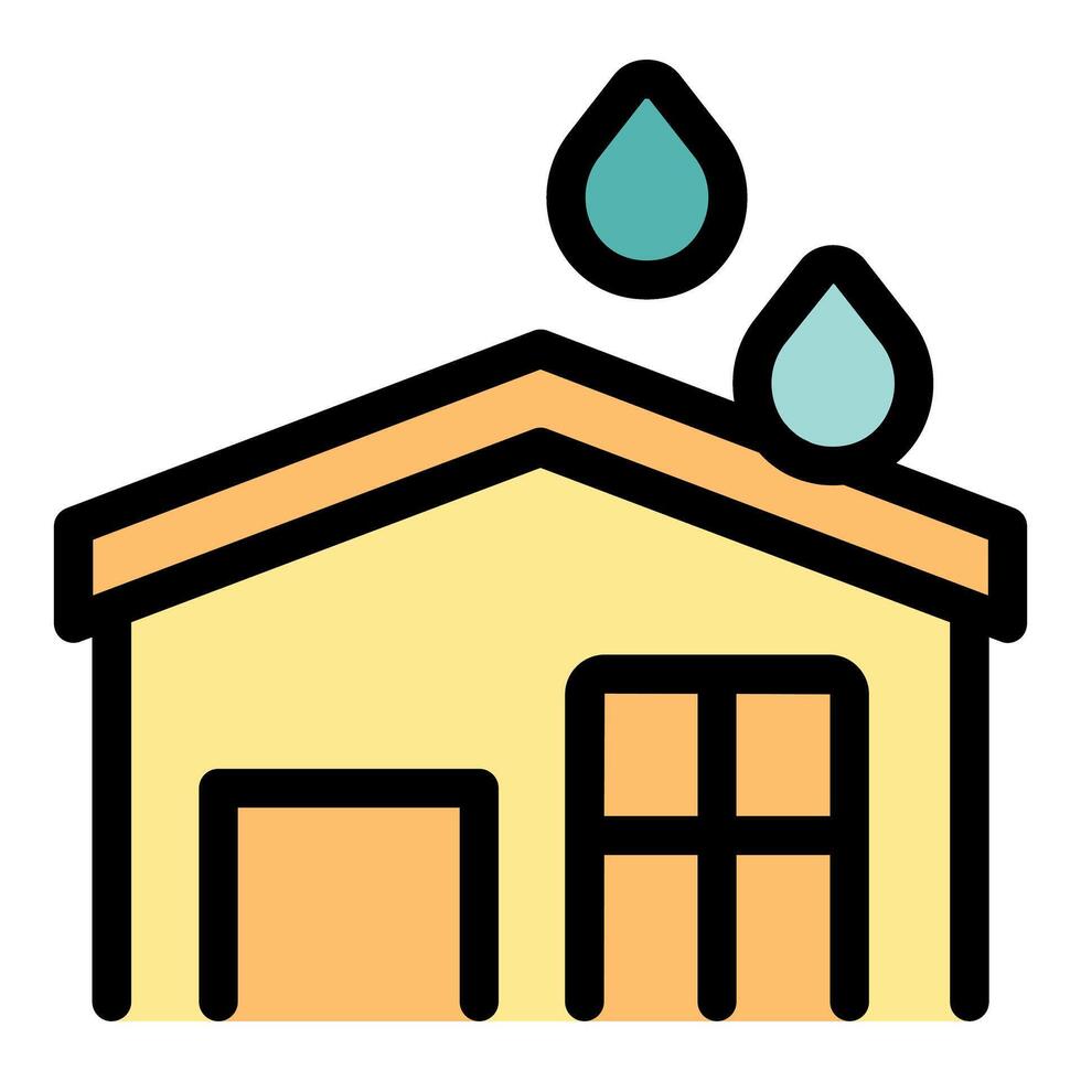 Rain falling on residential house roof, waterproofing and home maintenance concept vector